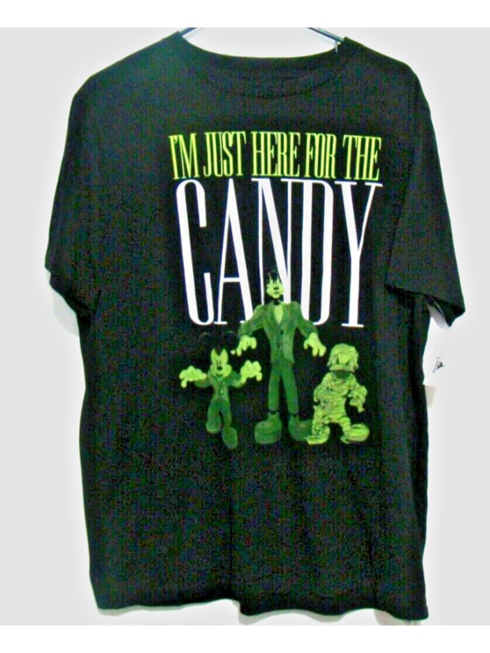 Disney Shirt Halloween Adult Medium I'm Just Here for the Candy Mickey Goofy New